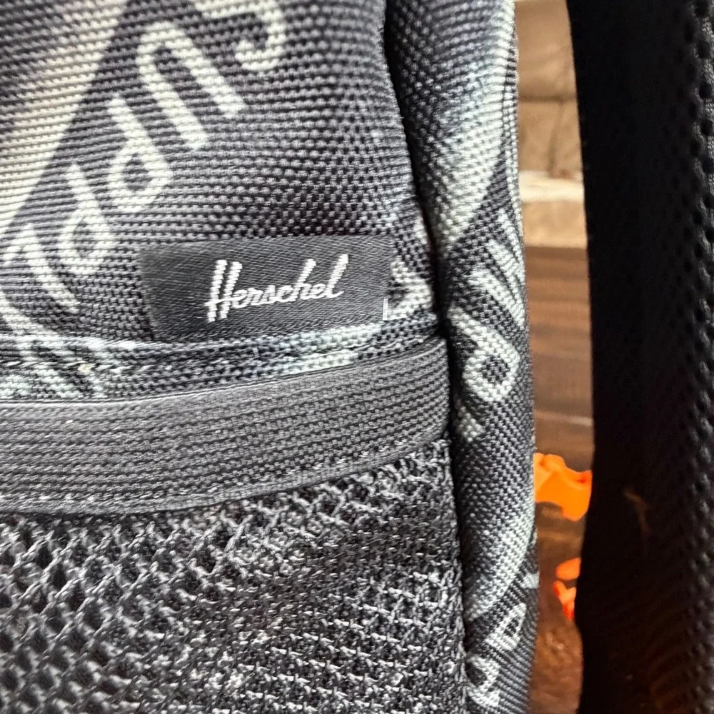 Herschel Supply Co Heritage Backpack Black White Logo Print One Size School Bag